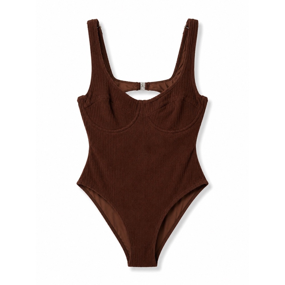 OchreLane One Piece Swimsuit Women 20 16 Terry Cloth Underwire Cutout Beach